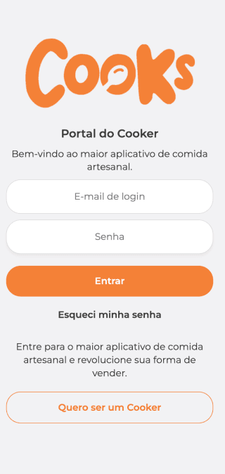 Tela mobile do case cooks-cooker