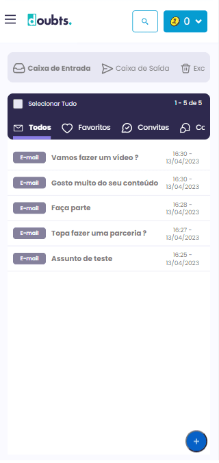 Tela mobile do case doubts