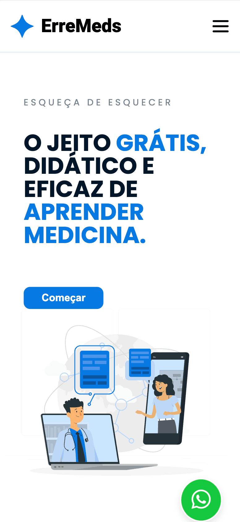 Tela mobile do case erremeds