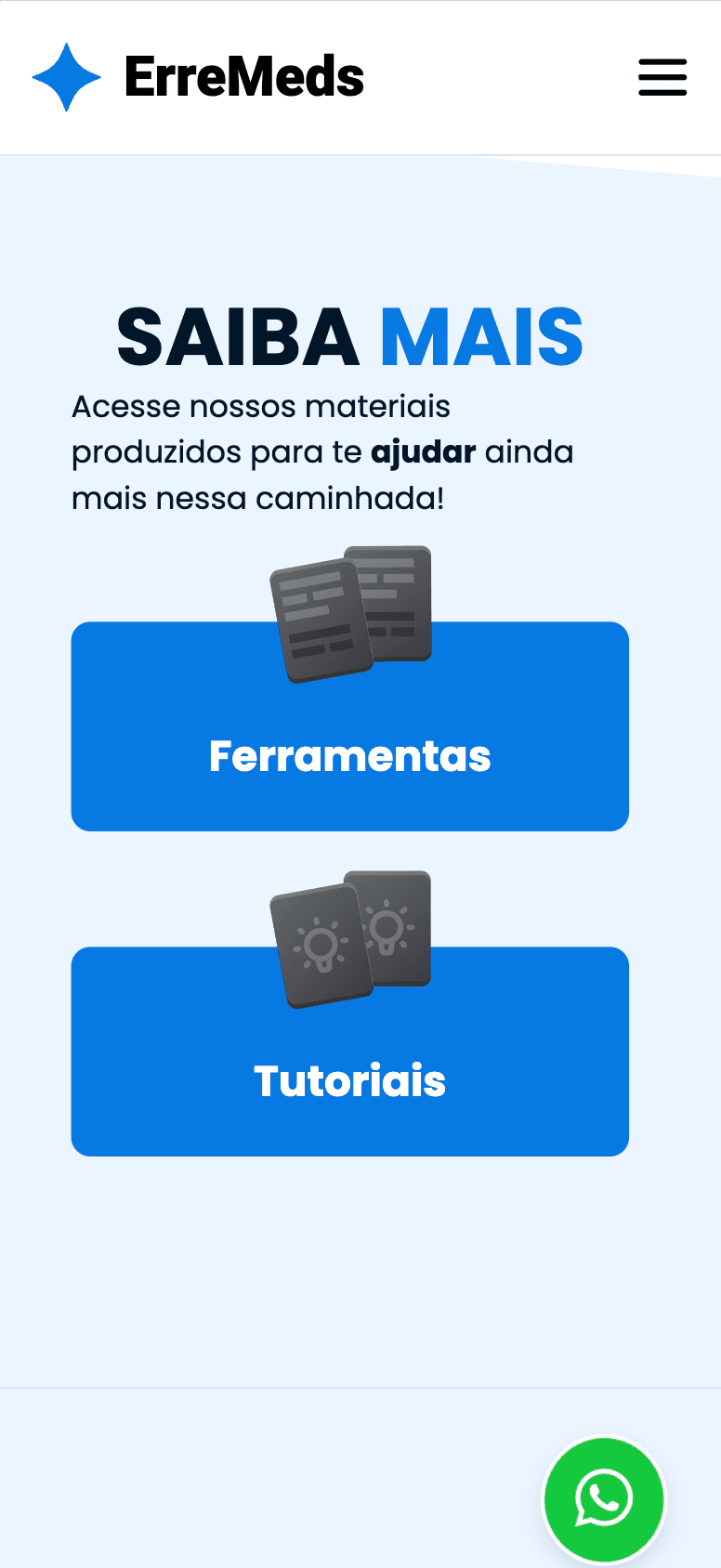 Tela mobile do case erremeds