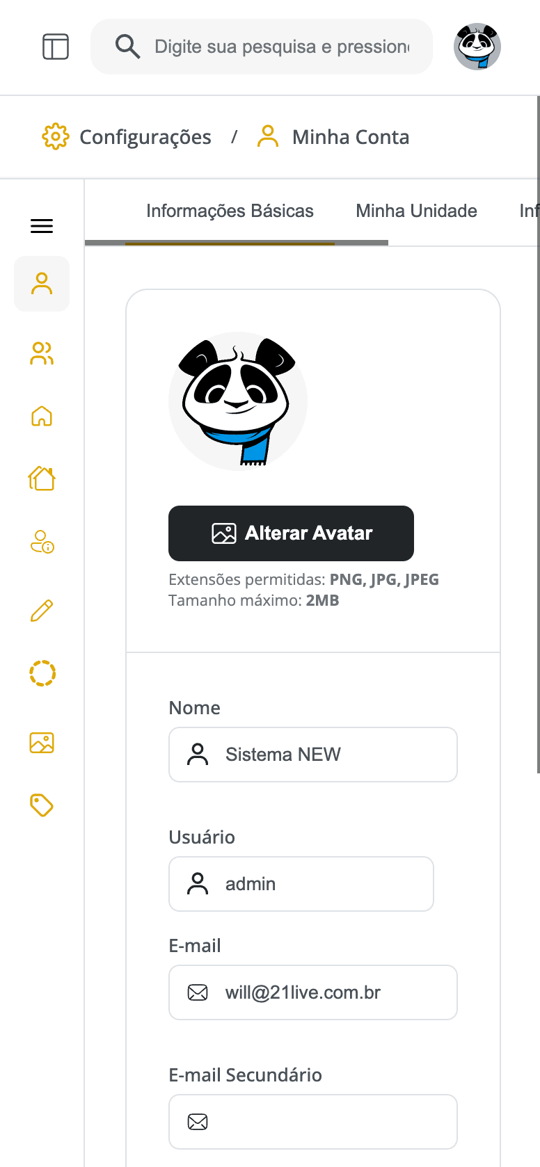 Tela mobile do case 21live-brandcenter