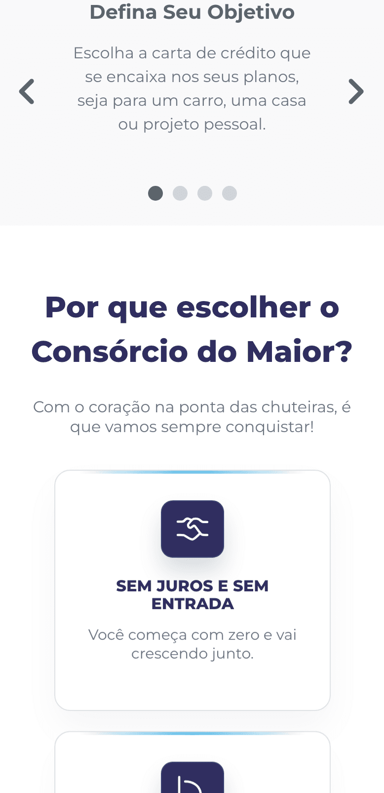 Tela mobile do case consorcio-do-maior