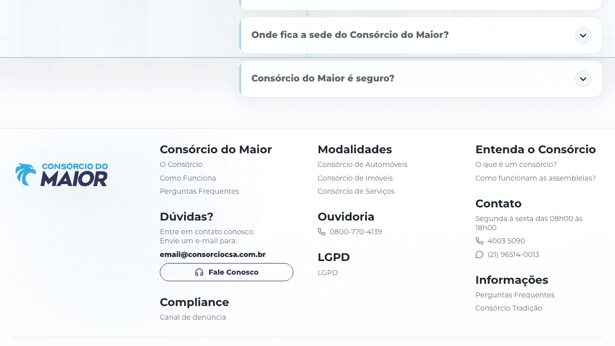 Consórcio do Maior tela desktop 9