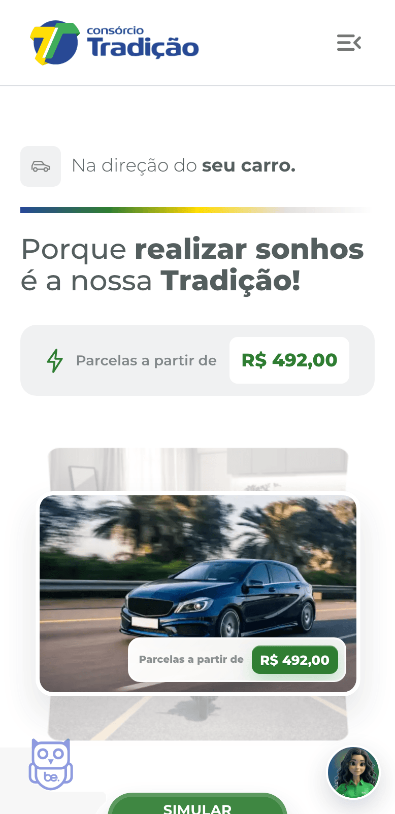 Tela mobile do case consorcio-tradicao