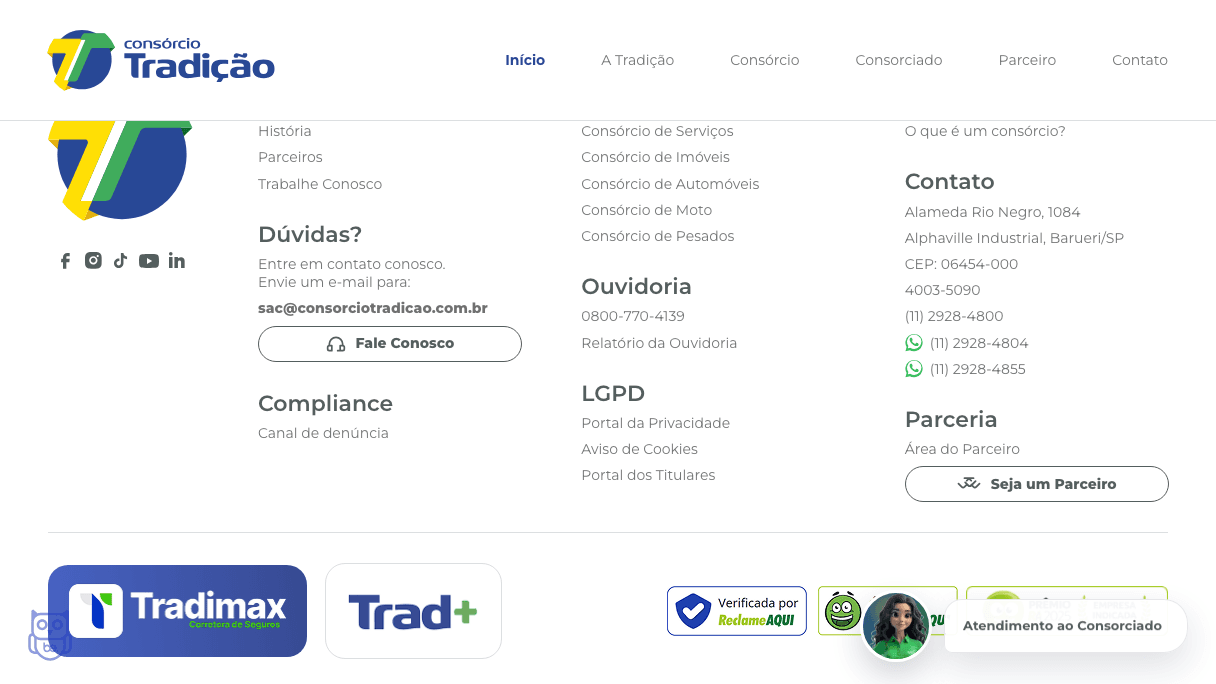 Consórcio Tradição tela desktop 12